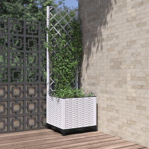 Plantekasse med espalier 40x40x136 cm PP hvid