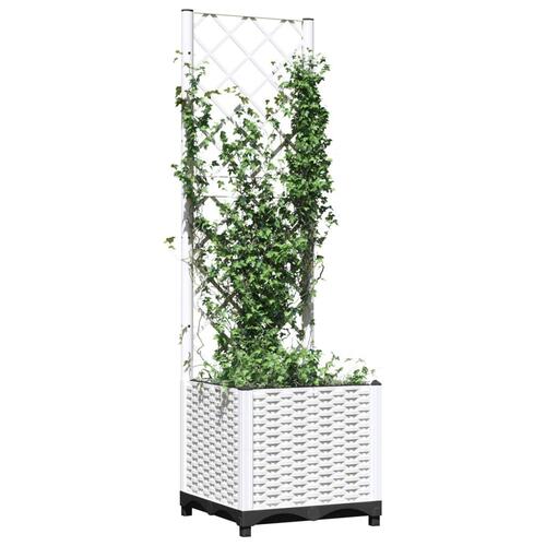 Plantekasse med espalier 40x40x136 cm PP hvid