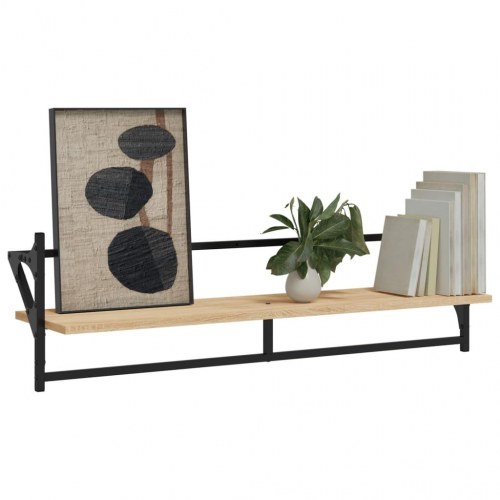 Væghylder med stænger 2 stk. 100x25x30 cm sonoma-eg