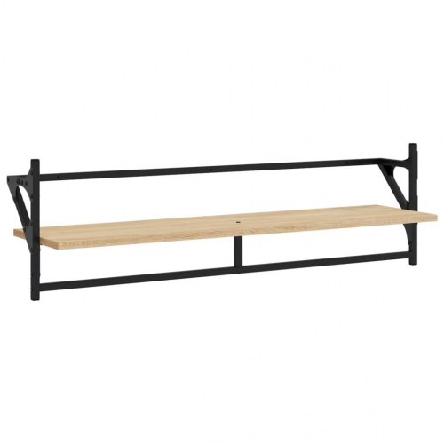 Væghylder med stænger 2 stk. 100x25x30 cm sonoma-eg