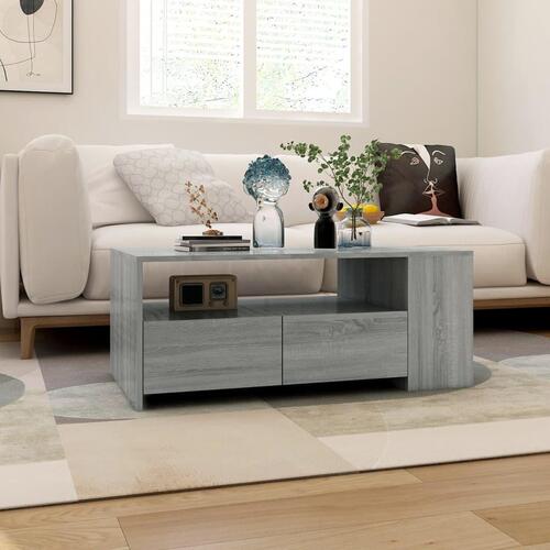 Sofabord 102x55x42 cm konstrueret træ grå sonoma-eg