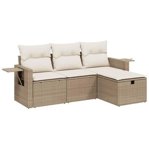 Sofasæt til haven 4 dele med hynder polyrattan beige