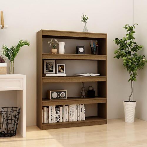 Bogskab/rumdeler 100x30x135,5 cm massivt fyrretræ honningbrun