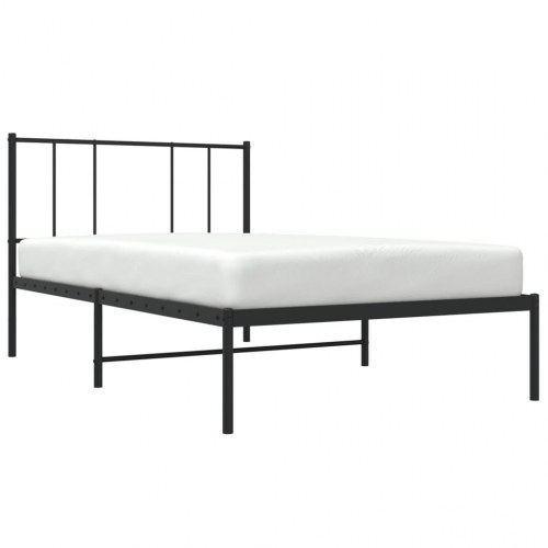 Sengeramme med sengegavl i metal - 100 x 190 cm, sort