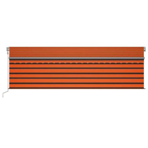 Markise m. gardin 5x3 m automatisk betjening orange og brun