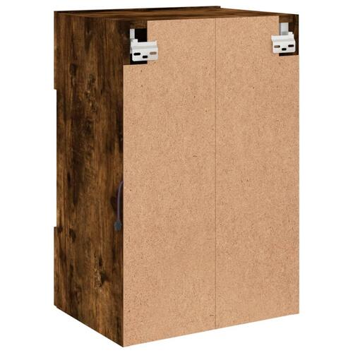 Væghængt tv-bord med LED-lys 40x30x60,5 cm røget egetræsfarve