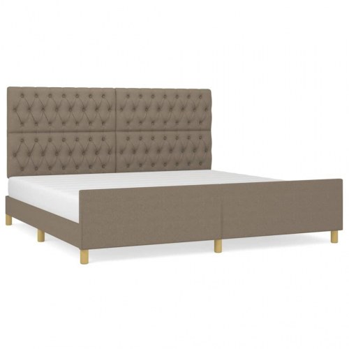 Sengeramme med sengegavl 200x200 cm - stof, gråbrun