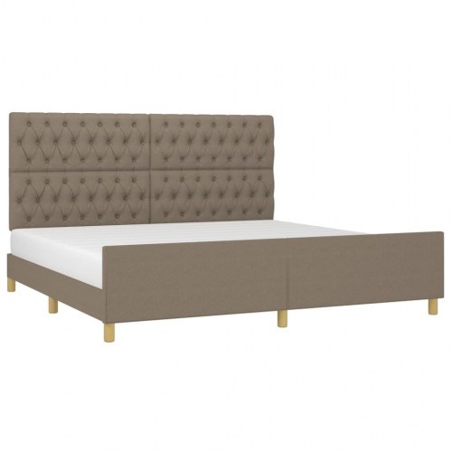 Sengeramme med sengegavl 200x200 cm - stof, gråbrun