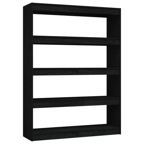 Bogskab/rumdeler 100x30x135,5 cm massivt fyrretræ sort