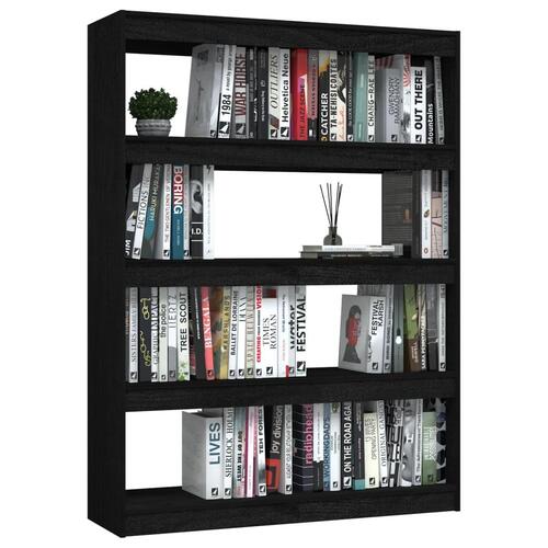Bogskab/rumdeler 100x30x135,5 cm massivt fyrretræ sort
