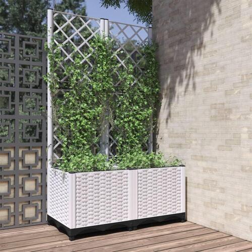 Plantekasse med espalier 80x40x136 cm PP hvid