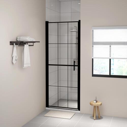 Brusedør 81 x 195 cm hærdet glas sort
