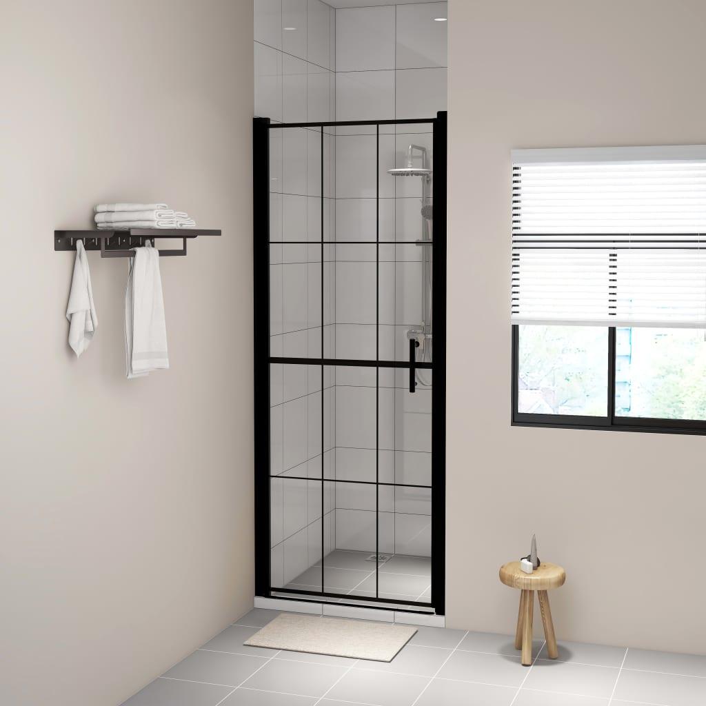 Brusedør 81 x 195 cm hærdet glas sort