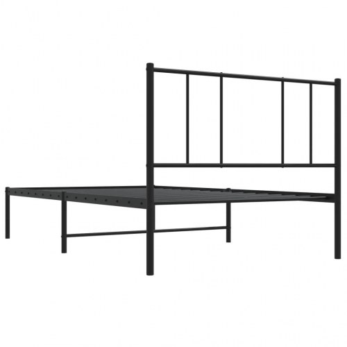 Sengeramme med sengegavl 100x200 cm - metal, sort