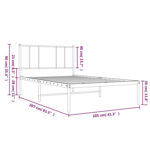 Sengeramme med sengegavl 100x200 cm - metal, sort
