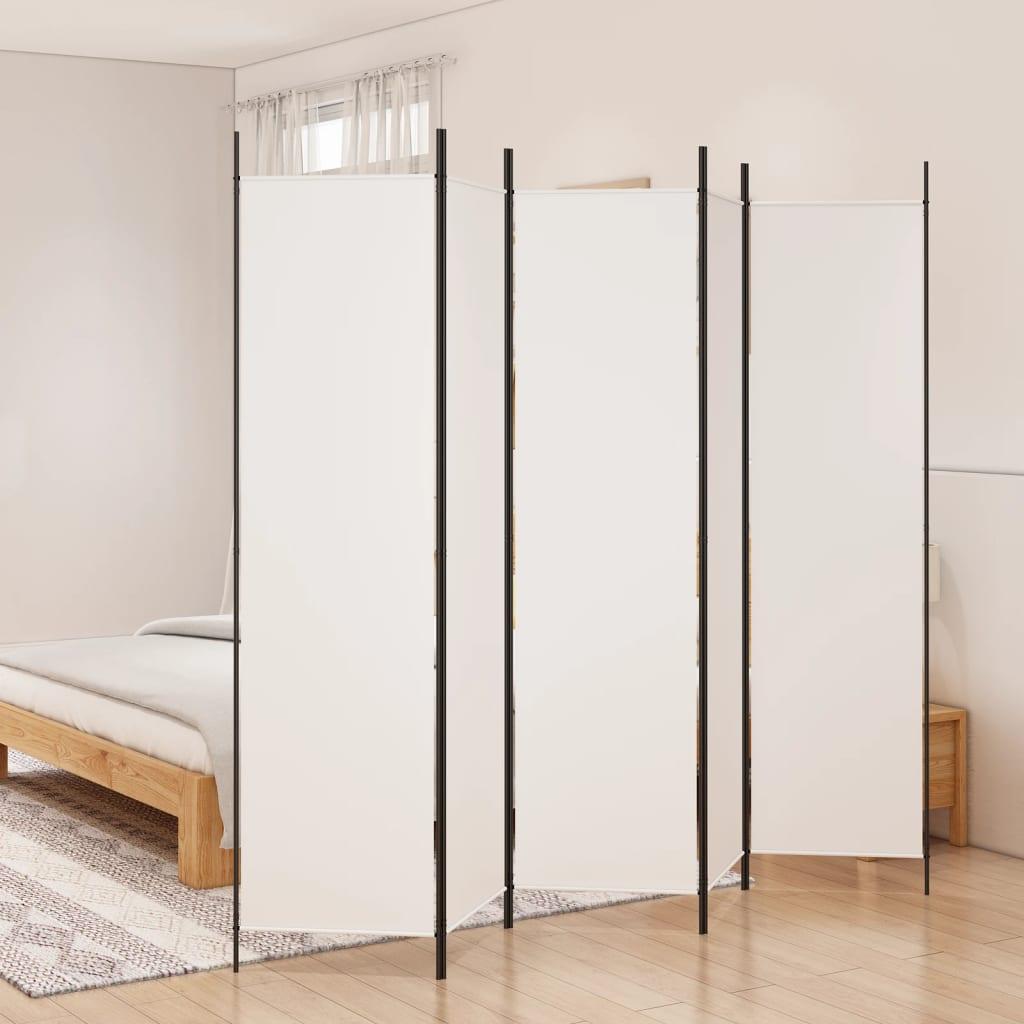 5-panels rumdeler 250x200 cm stof hvid