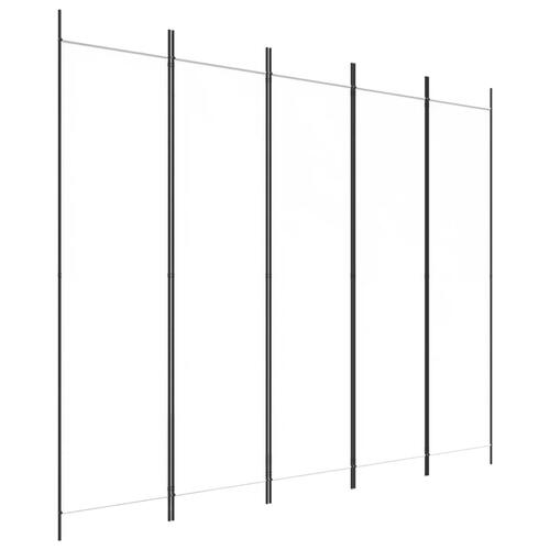 5-panels rumdeler 250x200 cm stof hvid