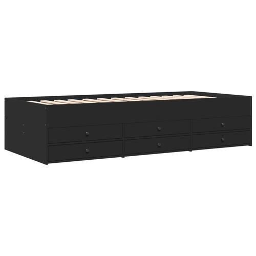 Daybed med skuffer uden madras 75x190 cm sort
