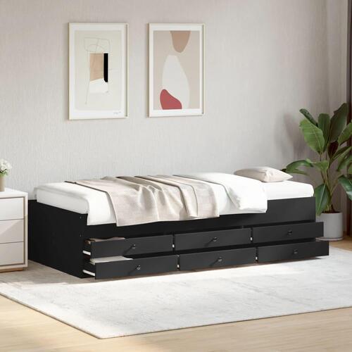 Daybed med skuffer uden madras 75x190 cm sort