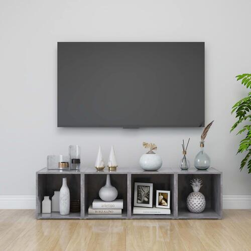 Tv-borde 4 stk. 37x35x37 cm konstrueret træ betongrå