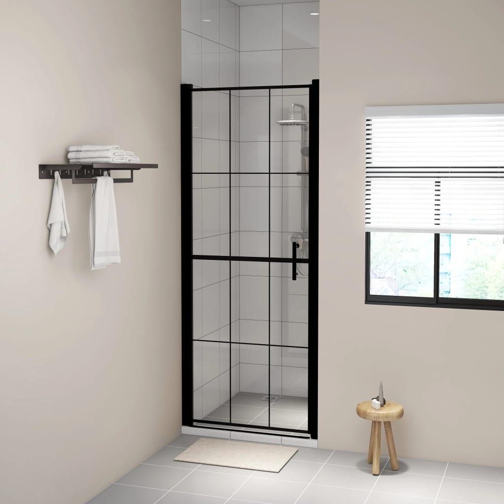 Brusedør 91 x 195 cm hærdet glas sort