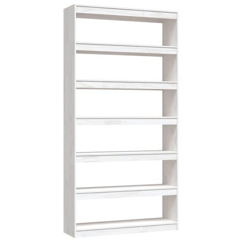 Bogreol/rumdeler 100x30x200 cm massivt fyrretræ hvid
