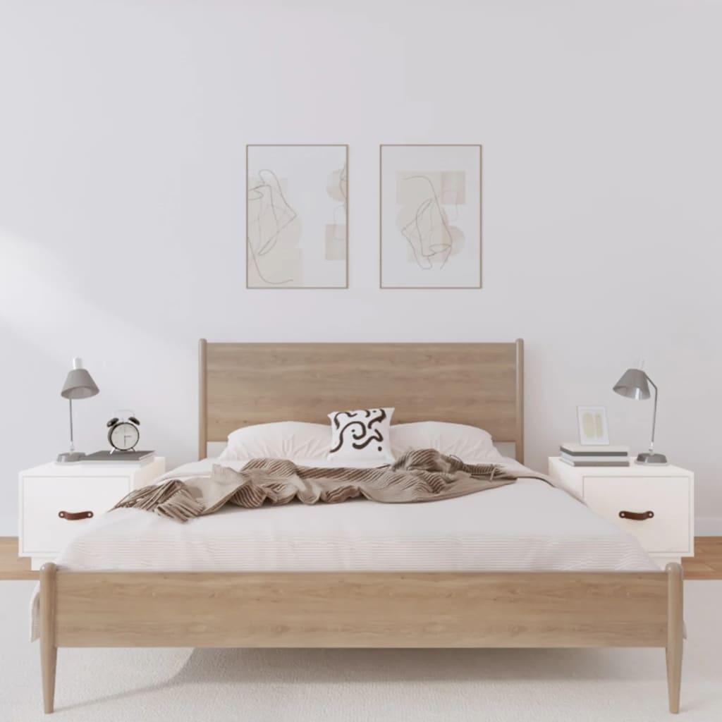 Sengeborde 2 stk. 40x34x35 cm massivt fyrretræ hvid