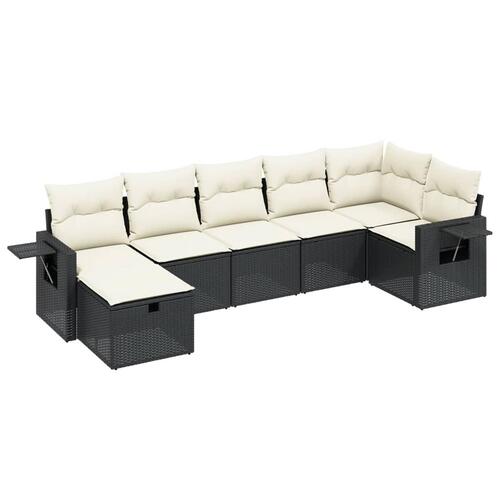 Sofasæt til haven 7 dele med hynder polyrattan sort
