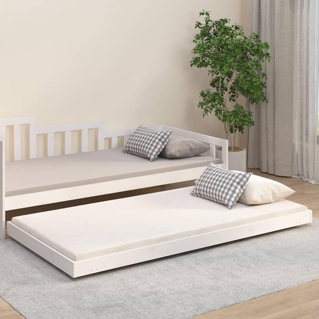 Sengeramme 100x200 cm massivt fyrretræ hvid