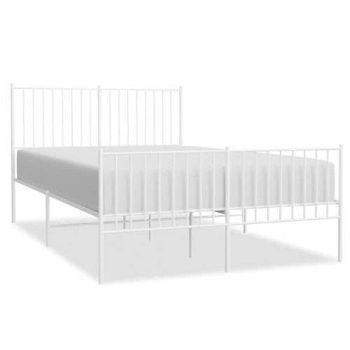 Sengeramme i metal med sengegavl og fodgærde 140x190 cm - hvid