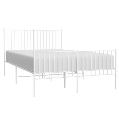 Sengeramme i metal med sengegavl og fodgærde 140x190 cm - hvid