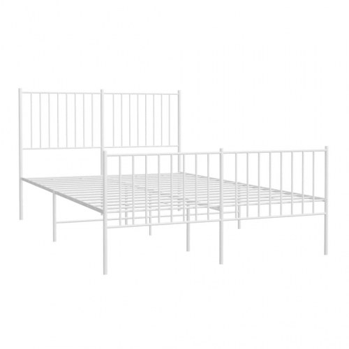 Sengeramme i metal med sengegavl og fodgærde 140x190 cm - hvid