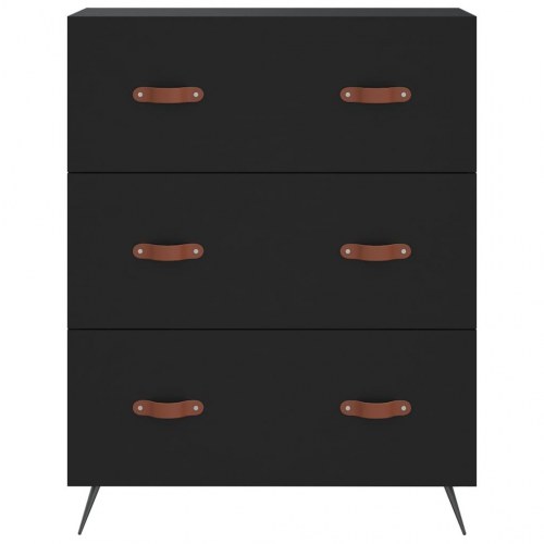Kommode 69,5x34x90 cm konstrueret træ sort