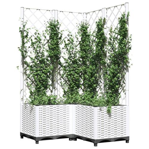 Plantekasse med espalier 80x80x136 cm PP hvid