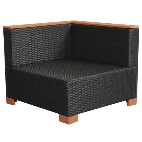 Haveloungesæt 8 dele med hynder polyrattan sort