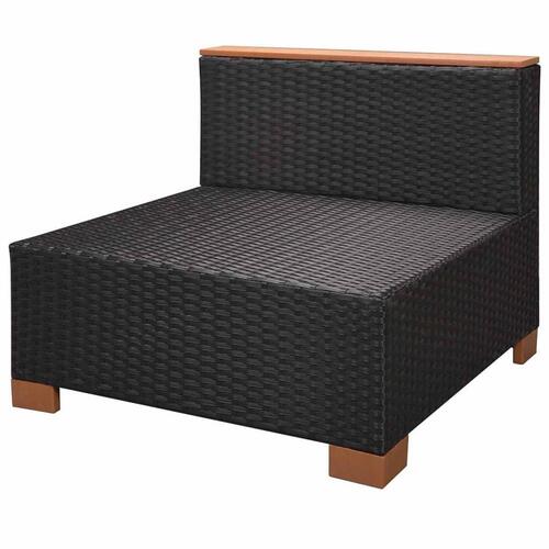 Haveloungesæt 8 dele med hynder polyrattan sort