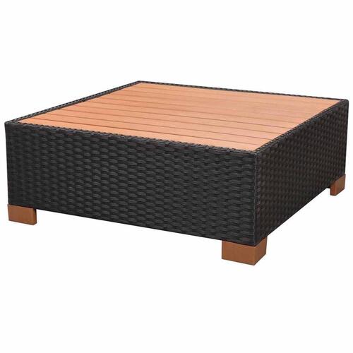 Haveloungesæt 8 dele med hynder polyrattan sort