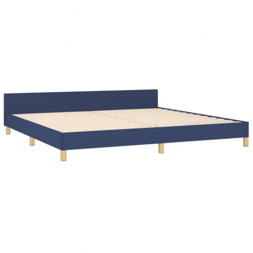 Sengeramme med sengegavl 200×200 cm - stof, blå
