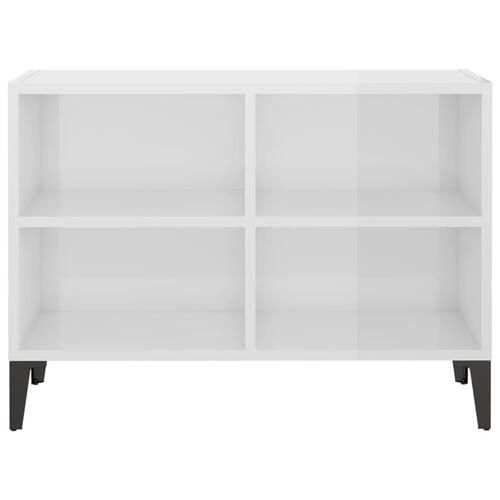 Tv-skab med metalben 69,5x30x50 cm hvid højglans