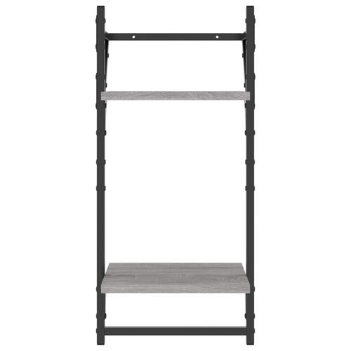 Væghylder 2 stk. m. stænger og 2 hylder 30x25x65 cm grå sonoma