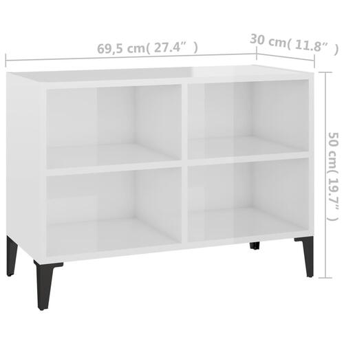 Tv-skab med metalben 69,5x30x50 cm hvid højglans