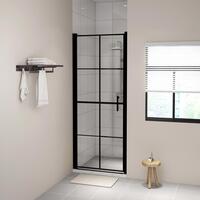 Brusedør 91 x 195 cm hærdet glas sort