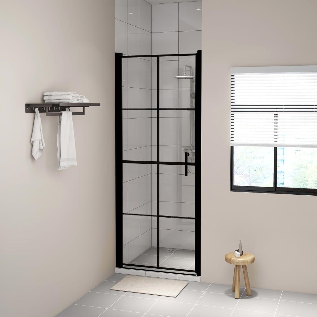 Brusedør 91 x 195 cm hærdet glas sort