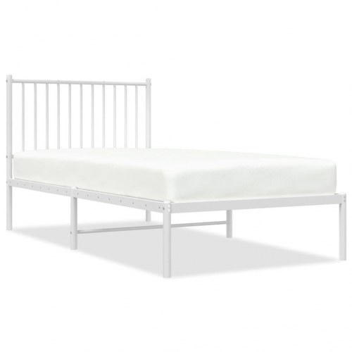 Sengeramme med sengegavl 90×190 cm - metal, hvid
