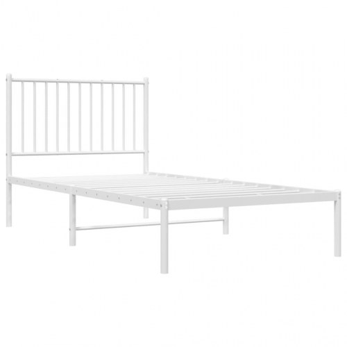 Sengeramme med sengegavl 90×190 cm - metal, hvid