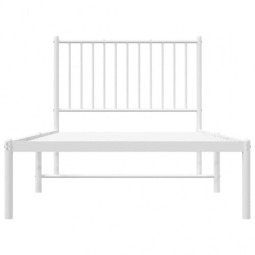 Sengeramme med sengegavl 90×190 cm - metal, hvid
