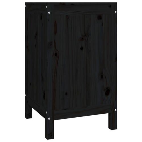Vasketøjskurv 44x44x76 cm massivt fyrretræ sort