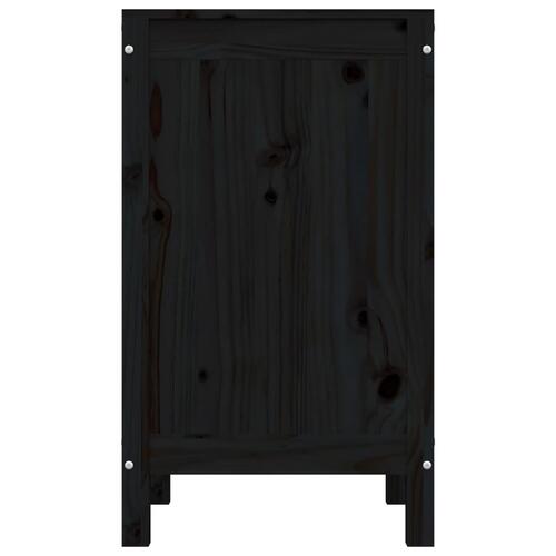Vasketøjskurv 44x44x76 cm massivt fyrretræ sort