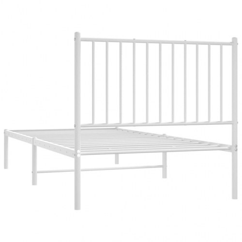 Sengeramme med sengegavl 90×190 cm - metal, hvid