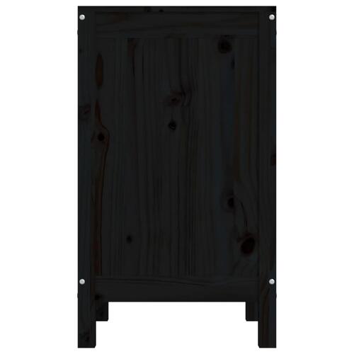 Vasketøjskurv 44x44x76 cm massivt fyrretræ sort